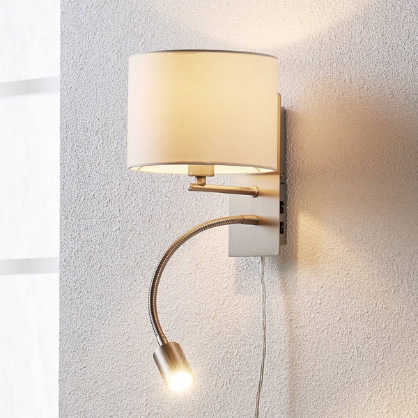 Lindby Wandleuchte, Wandlampe Innen Florens (Modern) in Alu aus Textil (1 flammig E14) - Wandleuchten Wandstrahler Wandbeleuchtung Schlafzimmer / Wohnzimmer Wohnzimmerleuchte
