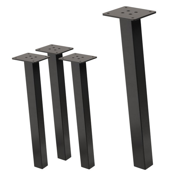 ML-Design 4er Set Tischbeine schräg 42 cm, Dunkelgrau Optik Industrial, aus pulverbeschichtetem Stahl, Profil 4x4cm, I-Form, Möbelfüße Metall 96° Neigung, Tischfüße Möbelbeine für Couchtisch, Sitzbank