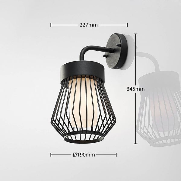 Lindby Wandleuchte außen Vajana (spritzwassergeschützt (Retro, Vintage Antik) in Schwarz aus Aluminium (1 flammig E27) - Außenwandleuchten Wandlampe Led Außenlampe Outdoor für