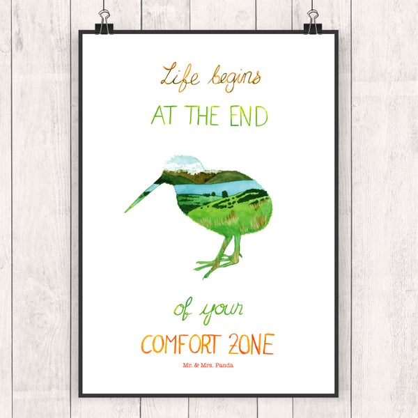 Mr. & Mrs. Panda DIN A5 Poster Kiwi Neuseeland
