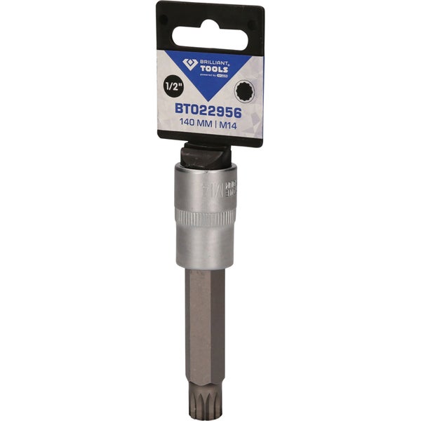 BRILLIANT TOOLS 1/2 Vielzahn-Bit-Stecknuss 140 mm lang M14 - BT022956
