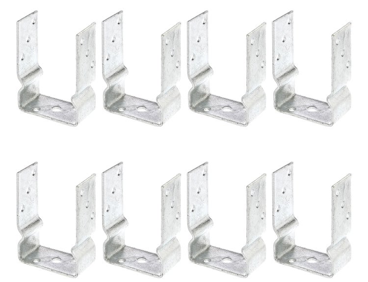 Set aus acht verzinkten Pfostenträgern in U-Form für die Holzpfostenbefestigung