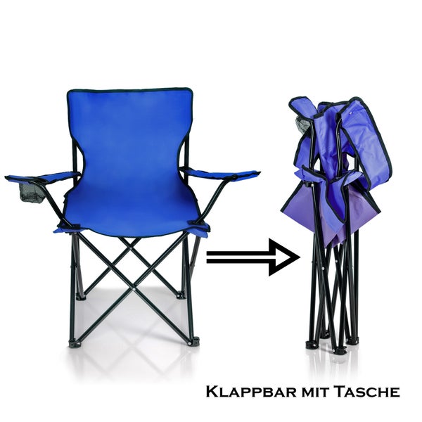 BigDean Faltstuhl BLAU Campingstuhl Anglerstuhl mit Getränkehalter & Tragetasche - Anglersessel klappbar - Klappstuhl Gartenstuhl Faltstuhl Relaxsessel Angelsessel faltbar