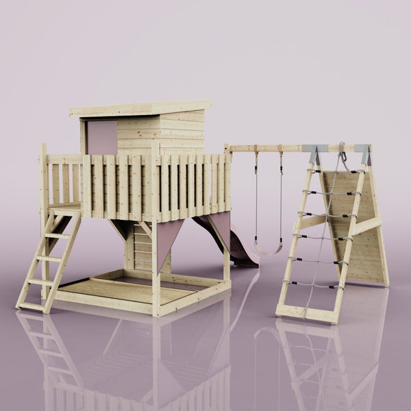 Nahaufnahme von Zweigen mit rosa Blütenknospen