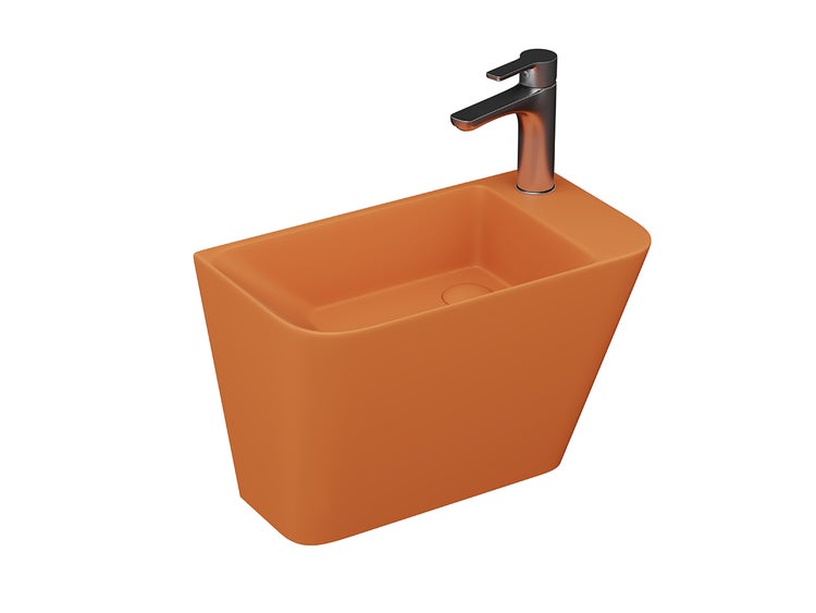 Waschbecken BxTxH: 50 x 28 x 35cm Monoblock 50cm für Kleine Bäder Gäste Wc Orange