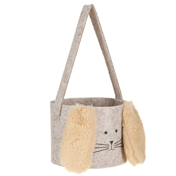 Dekorative Hasenkorb aus Filz mit Tragegriff