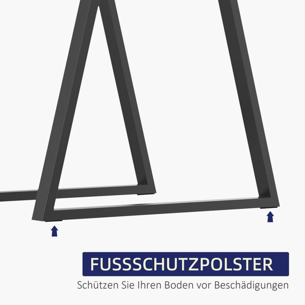 HOMCOM Tischbeine, 2er-Set Tischkufen, Dreieckig Möbelfüße aus Stahl, 70 x 72 cm Tischgestell für Esstisch, Couchtisch, Schreibtisch, Stahl, Schwarz