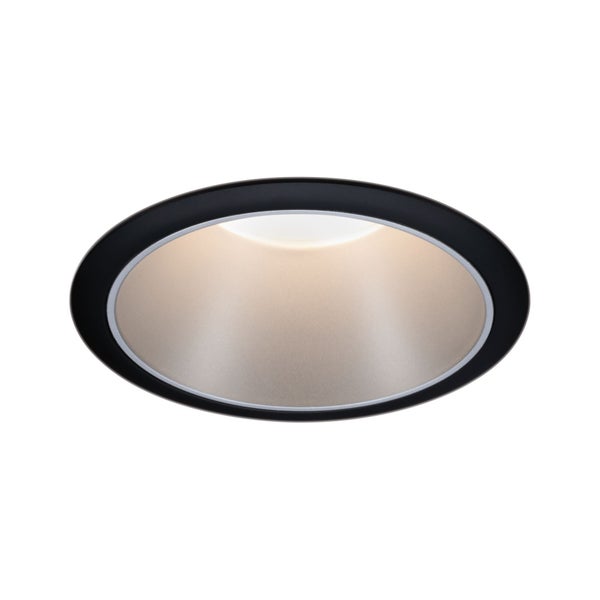 Runder LED Einbaustrahler mit schwarzem Ring und lichtem Reflektor für die Deckenmontage