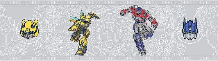 Tapetenborte mit Transformers Motiven, Bumblebee und Optimus Prime.