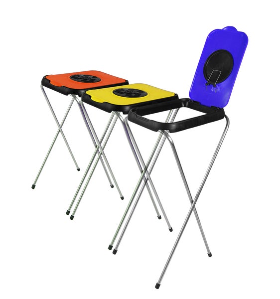 3x Müllsackständer SwingFix GELB ORANGE BLAU 120L Blauer Gelber Sack Einer Mülleimer Müllbeutelständer Müllsackhalter 120L