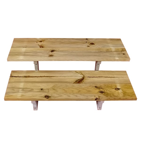 OSLO - Terrassentreppe, Außentreppe, Gartentreppe  Stahl H37cm 2 Stufen Holz KDI Breite 80cm