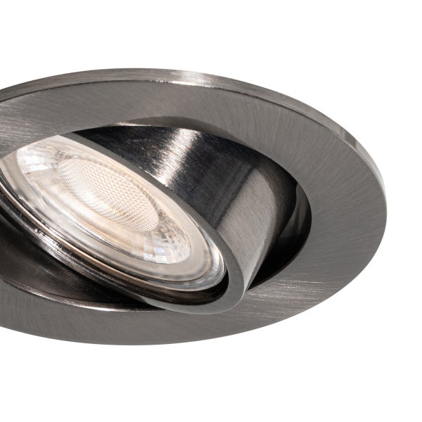 Schwenkbarer LED Einbaustrahler aus gebürstetem Metall für die Deckenmontage