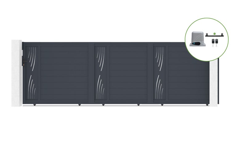 Schiebetor 5m VELETA H.160cm Aluminium + RANGER C300 Motorisierung
