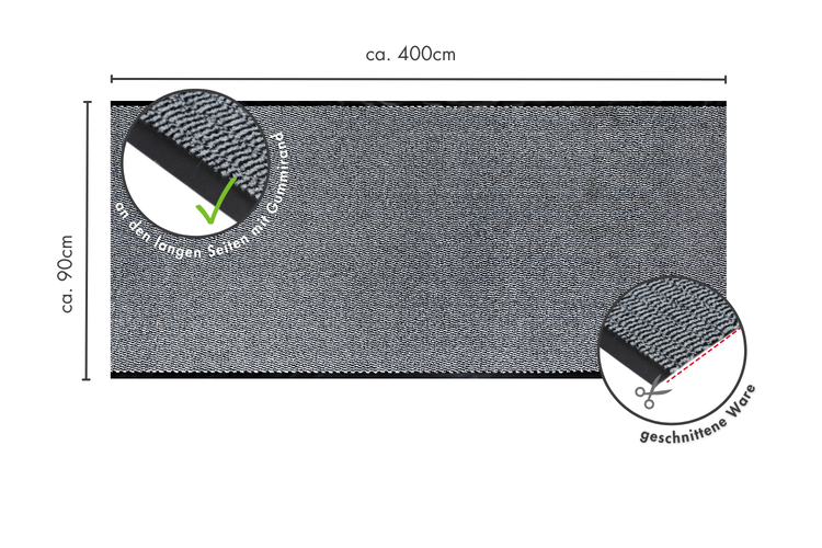 Fußmatte Easy Läufer 90 x 400 cm in Hellgrau