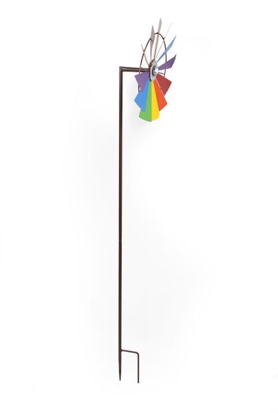 FRANK FLECHTWAREN | Windrad Regenbogen, METALL, ca. Ø 30 cm, GH 120 cm