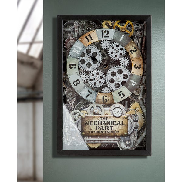 Wanduhr GILDE Dekoration Höhe 40,5cm Breite 27,5cm champagnerfarben, schwarz, silberfarben Glas, Metall