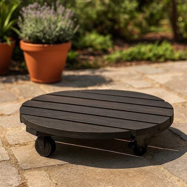 Runder Pflanzenroller aus Holz mit Rollen
