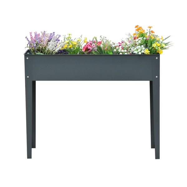 Outsunny Hochbeet, Kräuterbeet, Pflanzkasten mit 3 Abflusslöchern, Blumenkasten mit Füßen, Metall, 100 x 30 x 80 cm