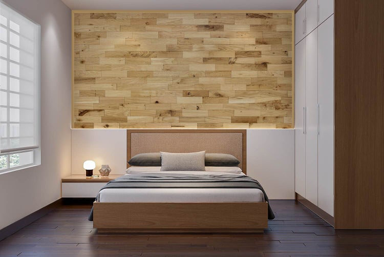 wodewa Wandverkleidung Holz 3D Optik Eiche Rustikal, geölt strukturiert, 400, selbstklebend 1m² Wandpaneele Moderne Wanddekoration Holzverkleidung Holzwand Wohnzimmer Küche Schlafzimmer
