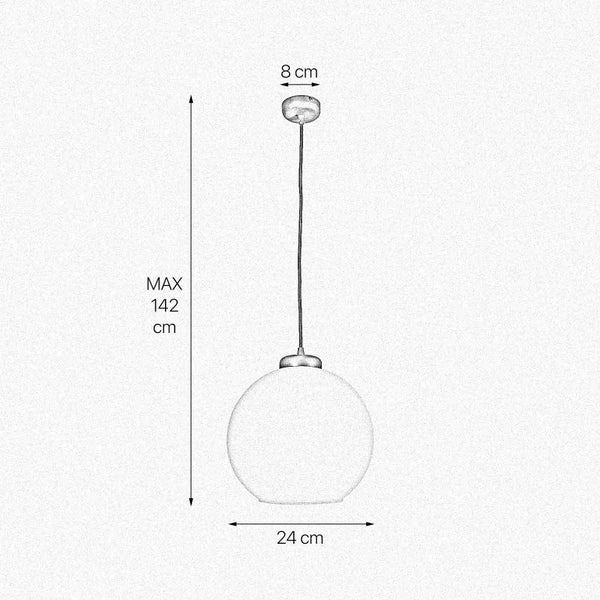 Hängeleuchte mit maximal 142 Zentimeter Abhängung und einem Durchmesser von 24 Zentimetern