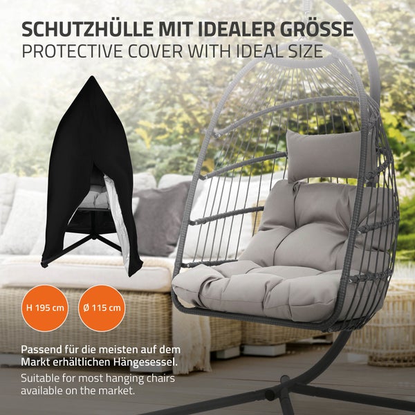 ML-Design Hängesessel mit Gestell und Sitzkissen + Abdeckung, Navyblau, Indoor & Outdoor, Hängesesselgestell mit Hängestuhl und Schutzhülle, Hängekorb Gestell aus Stahl, Garten & Balkon Hängeschaukel