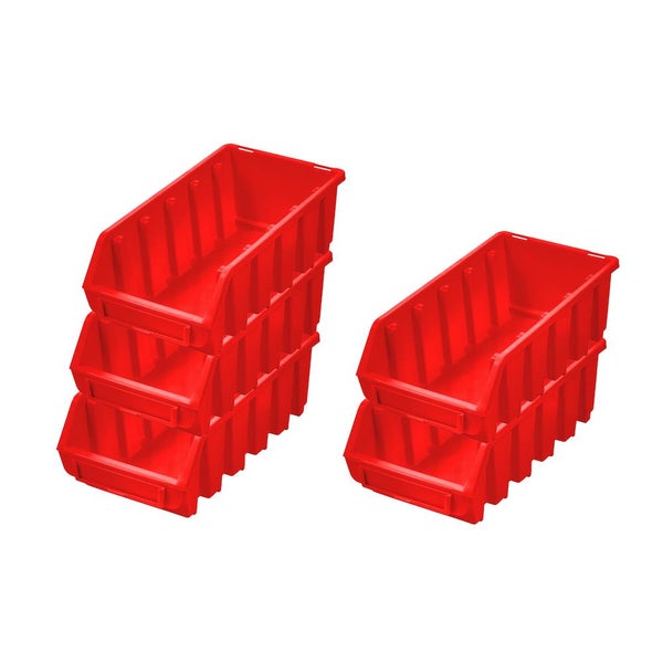 PROREGAL SuperSparSet 5x Sichtlagerbox 2L HxBxT 7,5 x 11,6 x 21,2 cm Polypropylen Rot