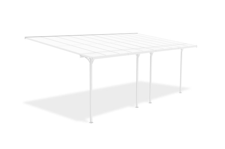 Angebaute Pergola/Carport 18m² KLEO 600L300 Aluminium Weiß