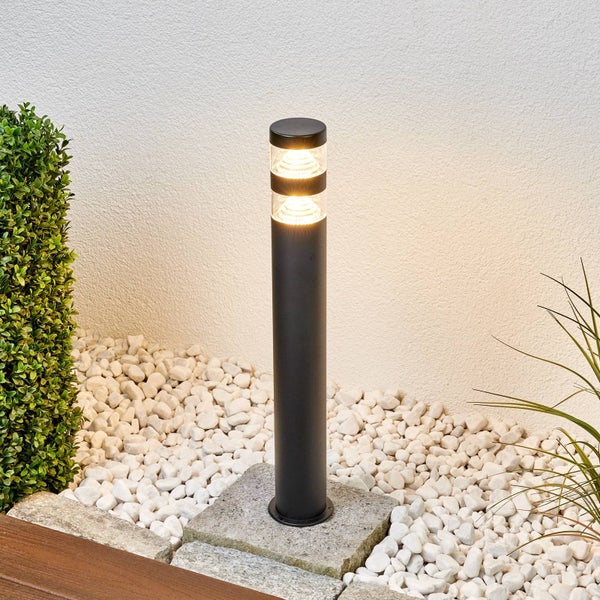Lindby LED Außenleuchte Lanea (spritzwassergeschützt (Modern) in Schwarz aus Edelstahl (1 flammig, ) - Wegeleuchte Pollerleuchte Wegelampe Sockelleuchte