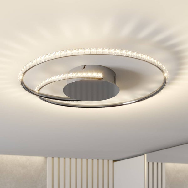 Lindby LED Deckenleuchte Joline (Modern) in Chrom aus Metall, - Lampe Deckenlampe Wohnzimmerleuchte