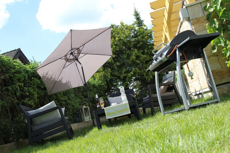 Ondis24 Marktschirm 2,3m Grau,Sonnenschirm