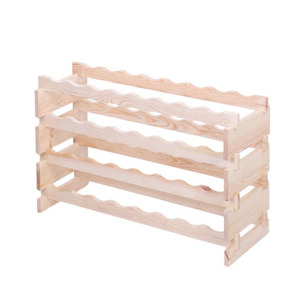 Weinregal VINOTECA FLEX PRO HxBxT 51x84x28cm 32 Flaschen auf 4 Ebenen Massives Kiefernholz Natur unbehandelt