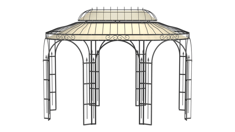 Pavillon ELEO Verona 4 x 2,9 m schwarz - pulverbeschichtet | mit Sonnensegel ecru