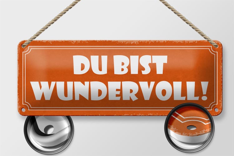 Blechschild Spruch 27x10cm Du bist wundervoll Dekoration