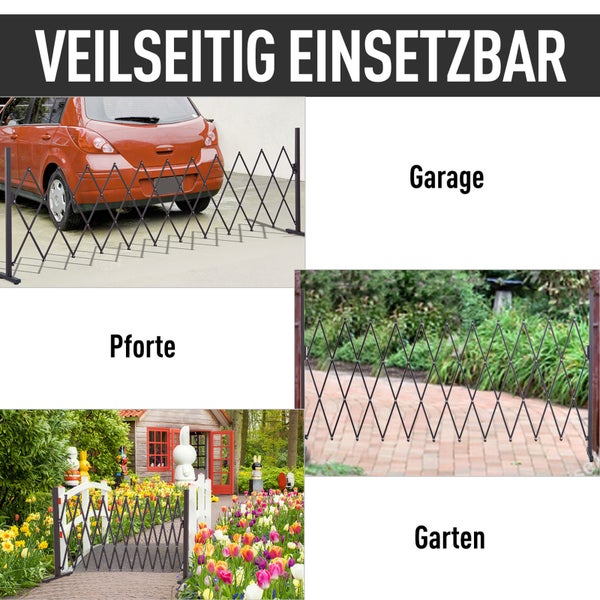 Outsunny Scherengitter, Absperrgitter, ausziehbar, 35-300 cm, H103,5 cm, Alu, Braun
