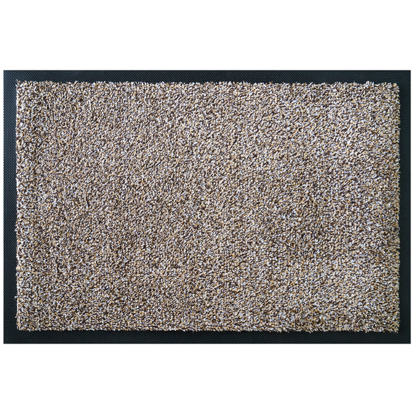 Rechteckige Schmutzfangmatte in Braun-Beige meliert mit rutschfestem Gummirand.