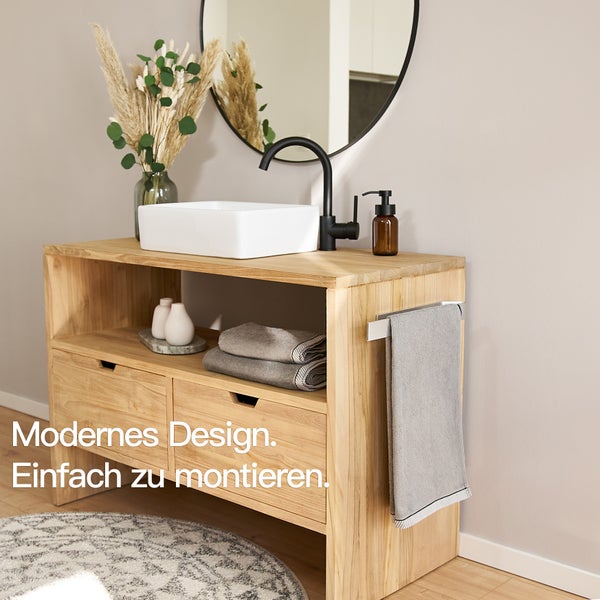 Designfabrik Hamburg Moderner Handtuchhalter ohne Bohren Silber Gebürstet 40cm