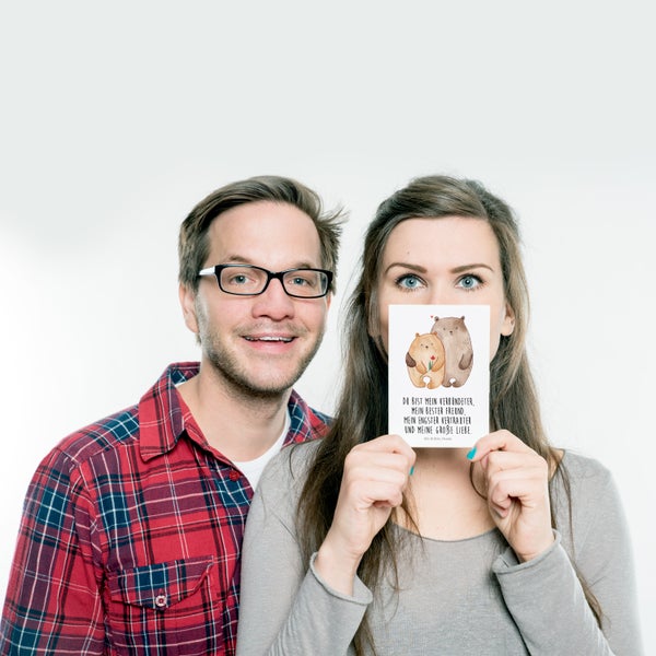 Mr. & Mrs. Panda Postkarte Bären Liebe - Weiß