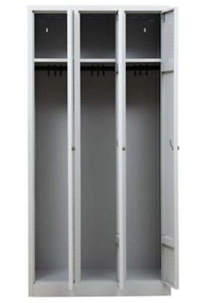 PROREGAL Garderobenspind Camel 3-Fächer HxBxT 180 x 90 x 50 cm Vorhängeschloss Grau