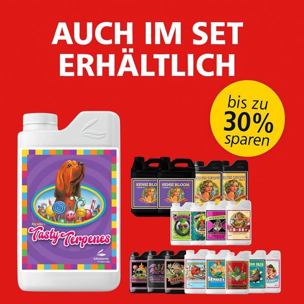 Advanced Nutrients Dünger-Set mit Tasty Terpenes und weiteren Produkten, erhältlich mit einer Ersparnis von bis zu 30 Prozent.