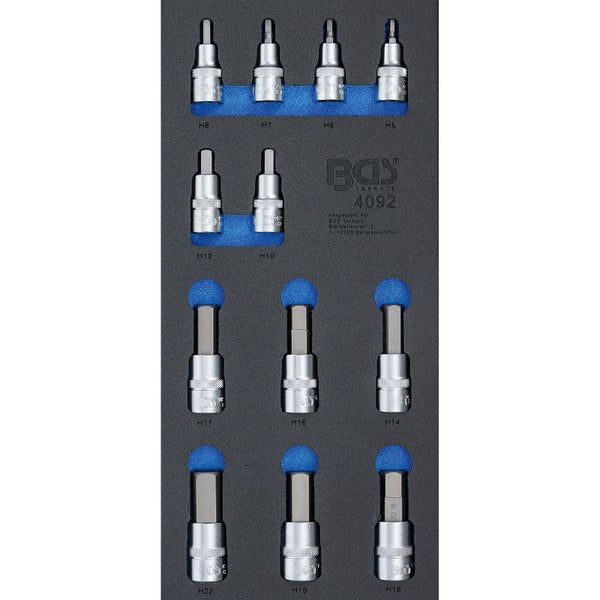 BGS Werkstattwageneinlage 1/3: Bit-Einsatz-Satz Innensechskant 12,5 mm (1/2) 12tlg. - 4092