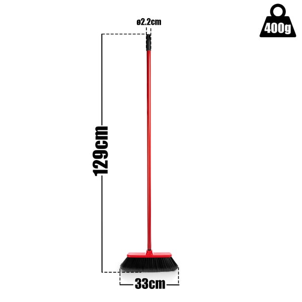 Besen mit Stiel, Länge 129 cm, Breite 33 cm, Stieldurchmesser 2,2 cm, Gewicht 400 g