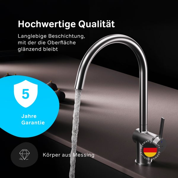 Küchenarmatur mit Wasserfluss, fünf Jahre Garantie, hergestellt aus Messing