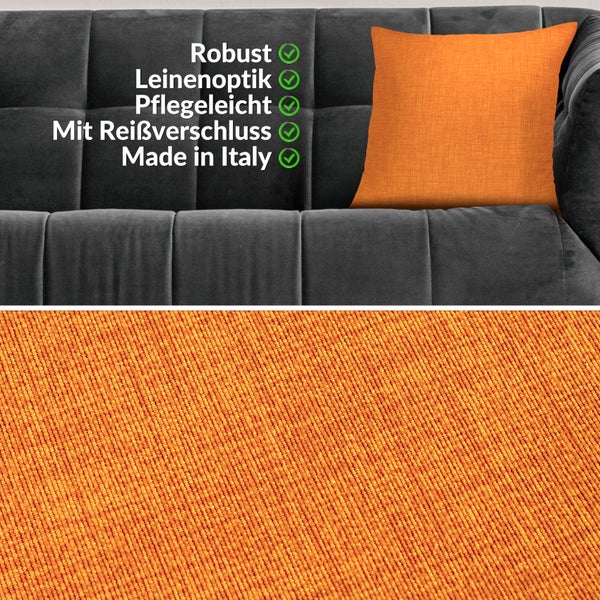 Kissenhülle Orange 40x40cm ohne Füllung Leinenoptik