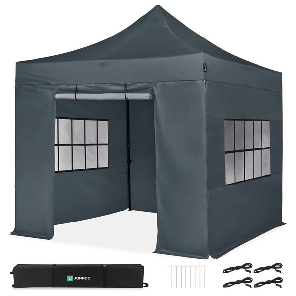 VONROC Pavillon 3x3m wasserdicht stabil - Partyzelt EasyUp System [3Min Aufbau] Popup Faltpavillon modular erweiterbar als Festival Zelt, Gartenpavillon