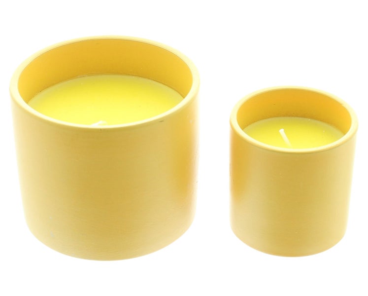 FRANK FLECHTWAREN | Duftkerze Citronella, 2er Set, 7 x 7 x 7 cm, 9 x 9 x 9 cm, WACHS, TERRACOTTA