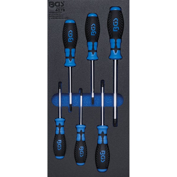 BGS Werkstattwageneinlage 1/3: Schraubendreher T-Profil (für Torx) 6tlg. - 4078