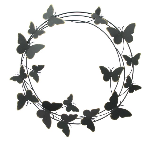 FRANK FLECHTWAREN | Wanddeko Schmetterlinge, METALL, 48,5 x 1,5 x 52 cm