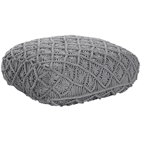 Pouf Makramee BERRECHID Baumwolle Grau 50 cm 50 cm 20 cm