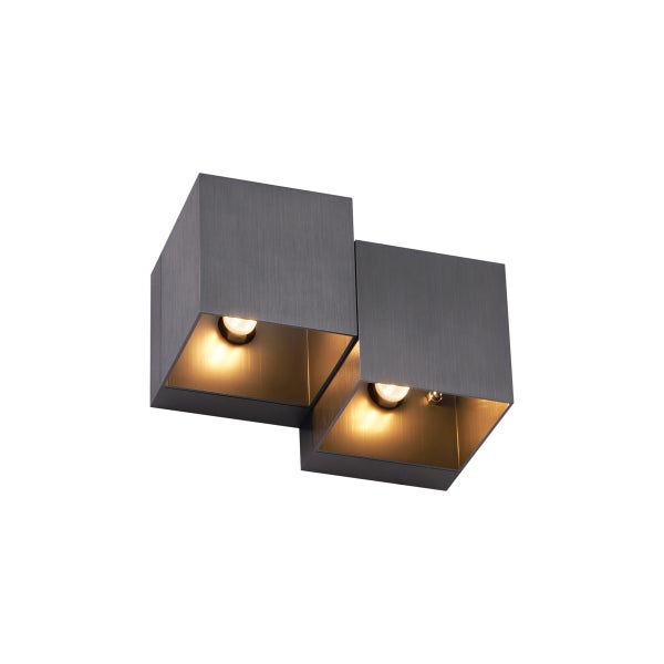 Quadratische Wandleuchte mit zwei Lichtquellen