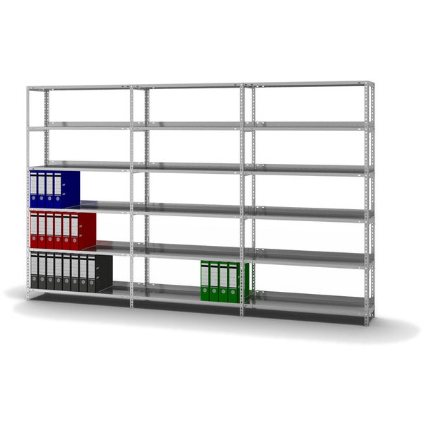 PROREGAL Aktenregal Schraubsystem Grundregal HxBxT 185 x 100 x 30 cm 6 Ebenen Fachlast 60 kg Mit Deckboden Einseitig Nutzbar Verzinkt